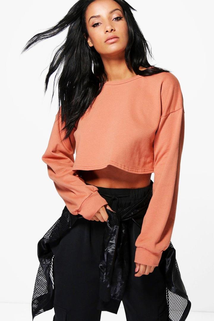 Boohoo Betsy Crop Oversized Sweat Rust