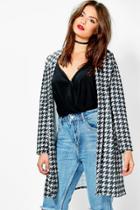 Boohoo Plus Anna Dogtooth Duster Coat Multi