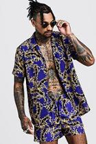 Boohoo Baroque Print Shirt & Swim Shorts