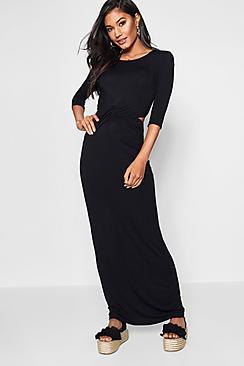 Boohoo Cara Twist Knot Front Maxi Dress