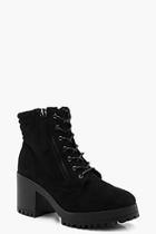 Boohoo Lace Up Chunky Hiker Boots