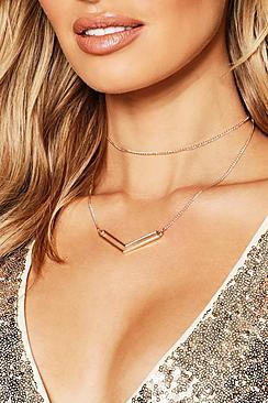 Boohoo Chain Choker And Arrow Layered Necklace
