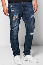 Boohoo Relaxed Curved Rip And Repair Distressed Jeans