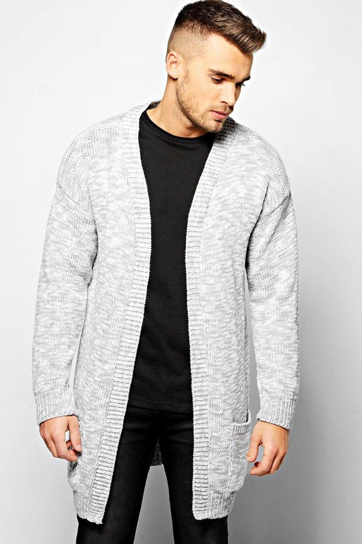 Boohoo Twisted Drop Shoulder Cardigan Grey