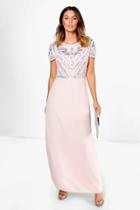 Boohoo Boutique Francesca Embellished Top Maxi Dress Blush