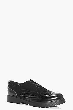 Boohoo Lola Diamante Chunky Sole Brogue