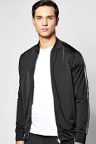 Boohoo Poly Tricot Panel Bomber Black