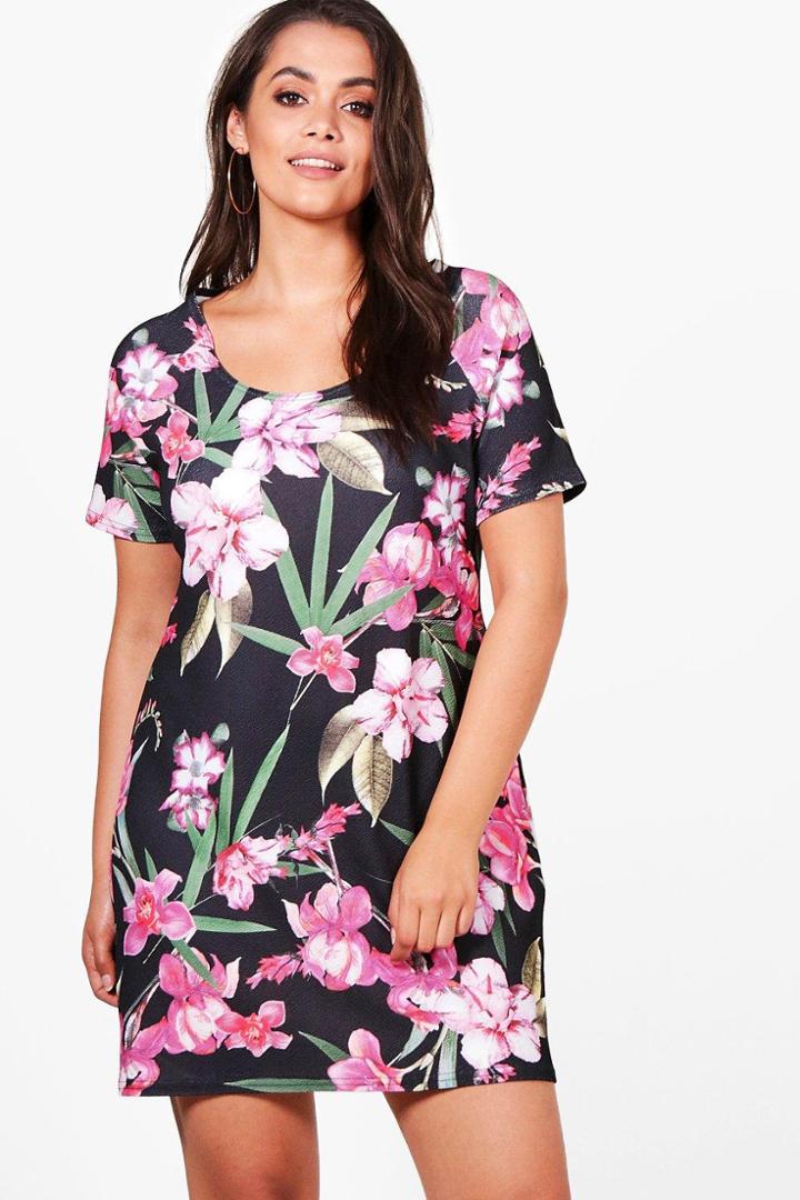 Boohoo Plus Nadia Floral Shift Dress Multi