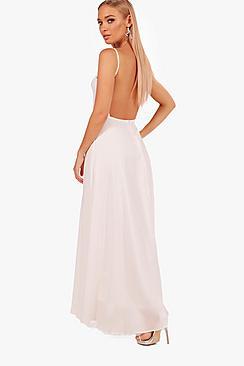 Boohoo Boutique Tia Open Back Chiffon Maxi Dress