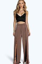 Boohoo Keela Split Front Wide Leg Palazzo Trousers