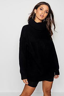 Boohoo Oversized Roll Neck Rib Knit Jumper