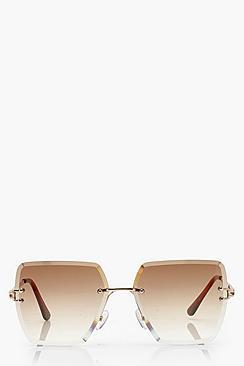 Boohoo Frameless Vintage Look Square Sunglasses