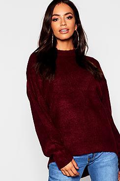 Boohoo Oversized Rib Knit Jumper With Balloon Sleeve