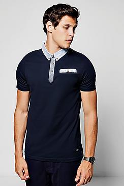 Boohoo Jersey Polo T-shirt With Printed Collar