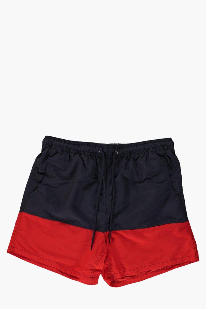 Boohoo Colour Block Swim Shorts Red