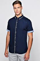 Boohoo Slim Fit Smart Short Sleeve Shirt With Turn Up