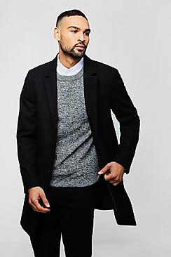 Boohoo Single Breasted Wool Look Crombie Overcoat