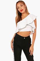 Boohoo Evie One Shoulder Ruffle Top