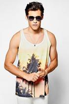 Boohoo Yellow Palm Sunset Sublimation Vest