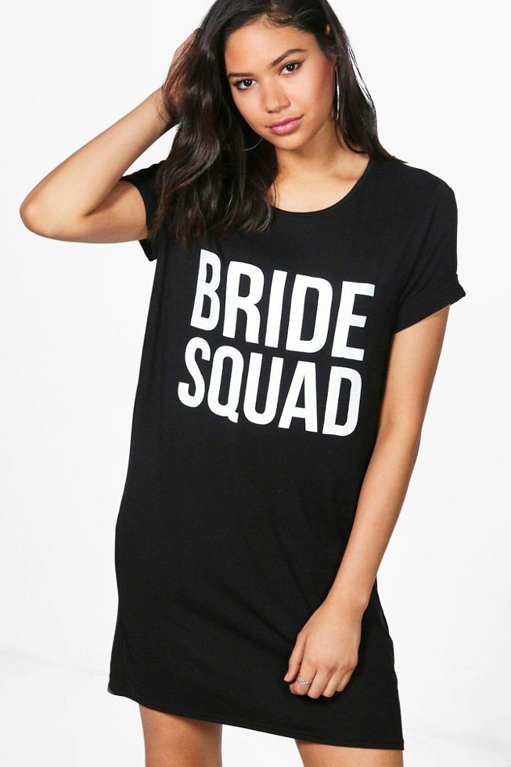 Boohoo Charlotte Bride Squad T-shirt Dress Black