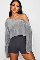 Boohoo Grace Reverse Loop Back Seamed Crop Sweater