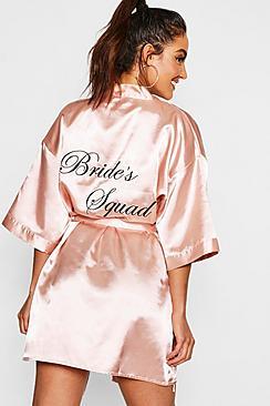 Boohoo Brides Squad Satin Robe