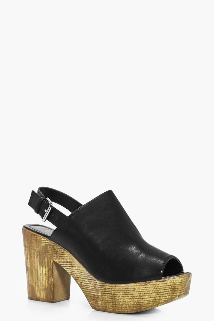 Boohoo Laura Slingback Peeptoe Mule Black