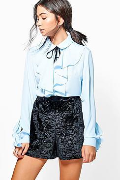 Boohoo Lauren Ruffle Tie Neck Blouse