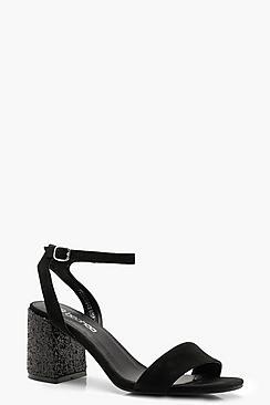 Boohoo Glitter 2 Parts Block Heels