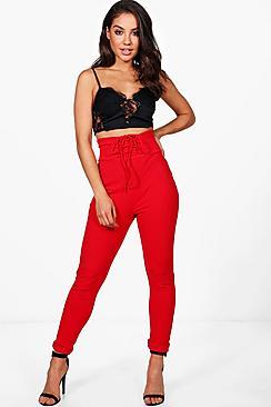 Boohoo Avaline Corset Waist Stretch Skinny Trousers
