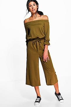 Boohoo Rose Off The Shoulder Jumpsuit