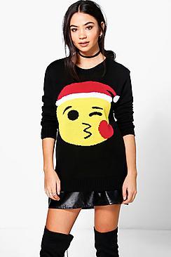 Boohoo Scarlett Kiss Emoji Christmas Jumper