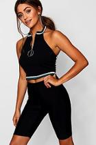 Boohoo Sports Stripe O Ring Halterneck