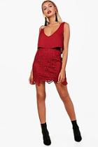 Boohoo Chiffon Top Lace Skirt Bodycon Dress