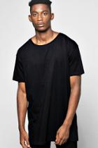 Boohoo Longline T Shirt With Scoop Hem Black
