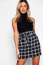 Boohoo Petite Grid Check Tie Belted Skirt
