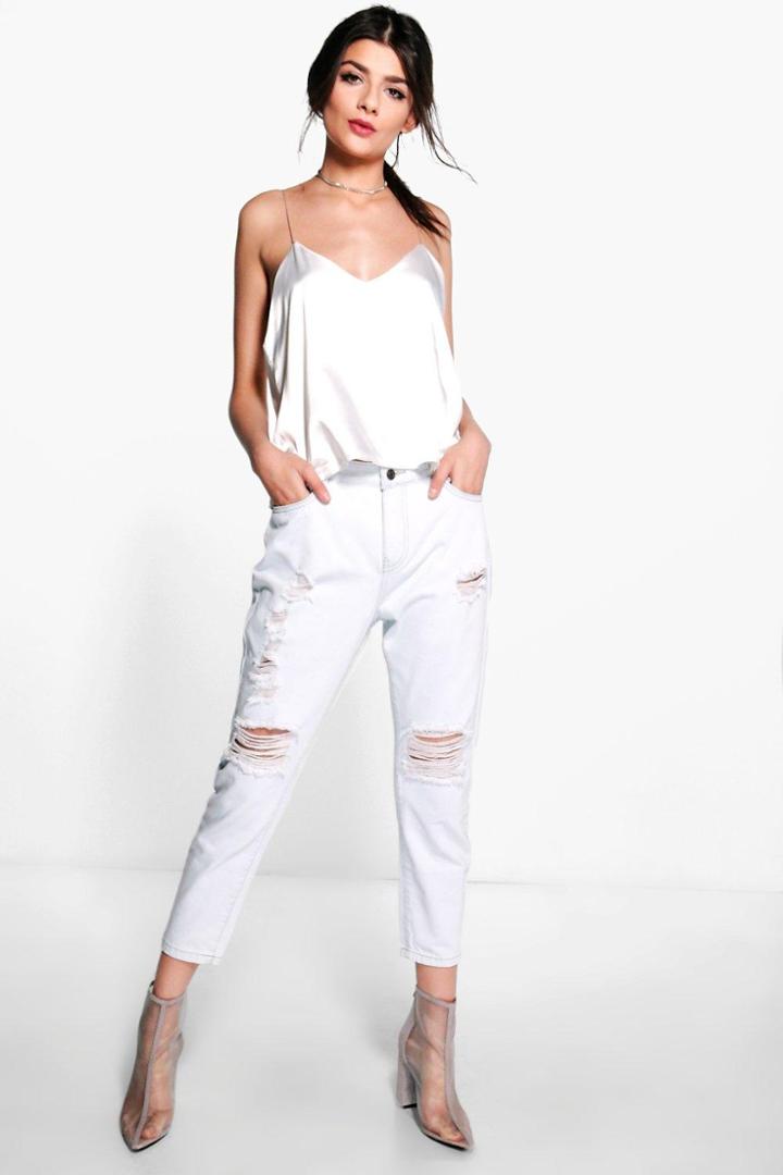 Boohoo Aliya Distressed Stone Wash Jeans Blue