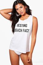 Boohoo Anna Resting Beach Face Slogan Beach Vest