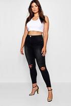 Boohoo Plus Tilly Washed Black Ripped Jegging