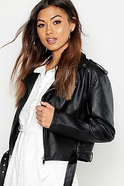 Boohoo Boxy Crop Biker Jacket