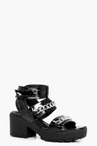 Boohoo Lilly Chain Detail Chunky Cleated Sandal Black