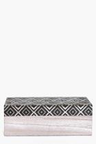 Boohoo Aztec Print Hinged Jewellery Box Black