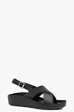 Boohoo Georgia Cross Strap Cleated Sandal