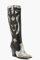 Boohoo Over The Knee Snake Panel Cowboy Boots