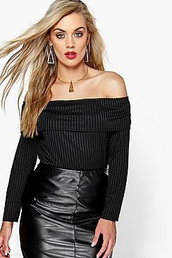 Boohoo Plus Kerry Bardot Knitted Top