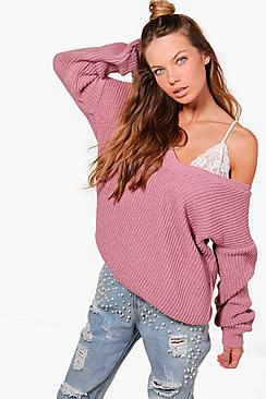 Boohoo V Neck Oversized Jumper