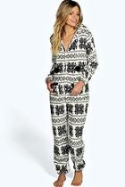 Boohoo Natalie Fleece Snowflake Onesie