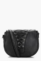 Boohoo Heather Lace Up Corset Saddle Bag