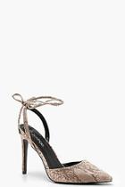 Boohoo Pointed Wrap Strap Snake Court Shoes