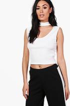 Boohoo Amber Choker Sleeveless Rib Crop